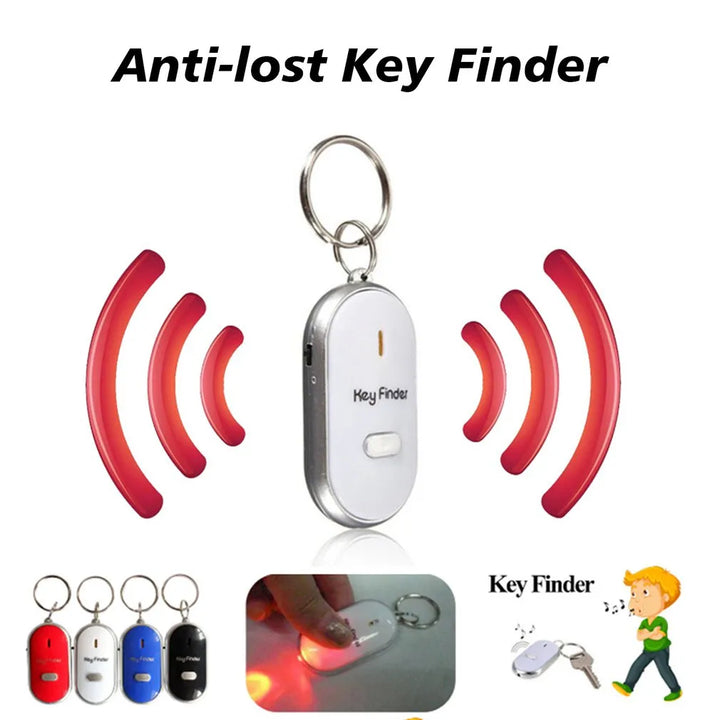 LED Whistle Key Finder Flashing Beeping Sound Control Alarm Anti-Lost Key Locator Finder Tracker with Key Ring